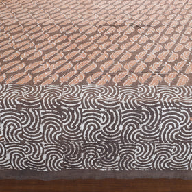 Brown -Block Art Print Cotton Double Bindaas Bed Sheet (110 x 93 in)