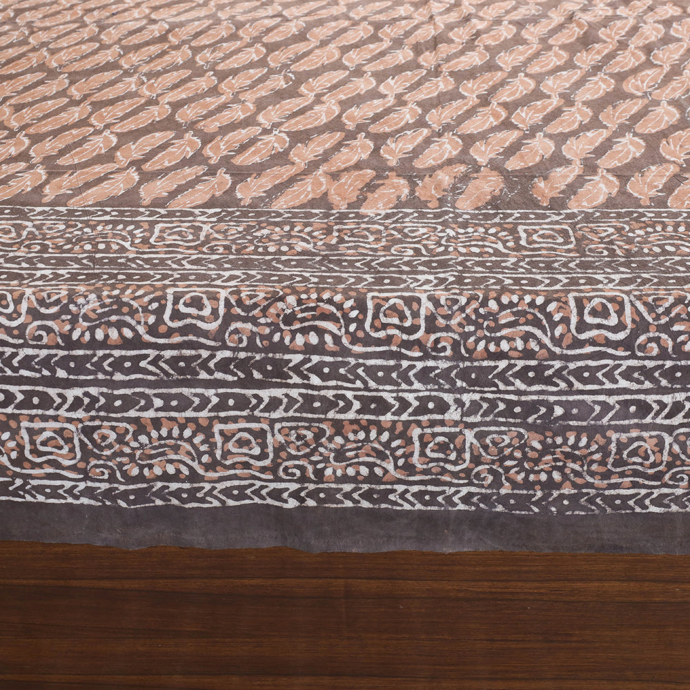 Brown - Block Art Print Cotton Double Bindaas Bed Sheet (110 x 93 in)