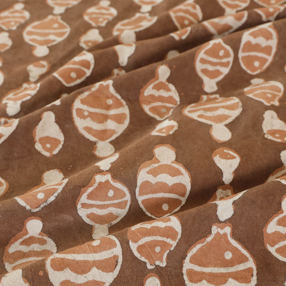 Brown - Block Art Print Cotton Double Bindaas Bed Sheet (110 x 93 in)