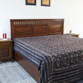 Brown - Block Art Print Cotton Double Bindaas Bed Sheet (110 x 93 in)