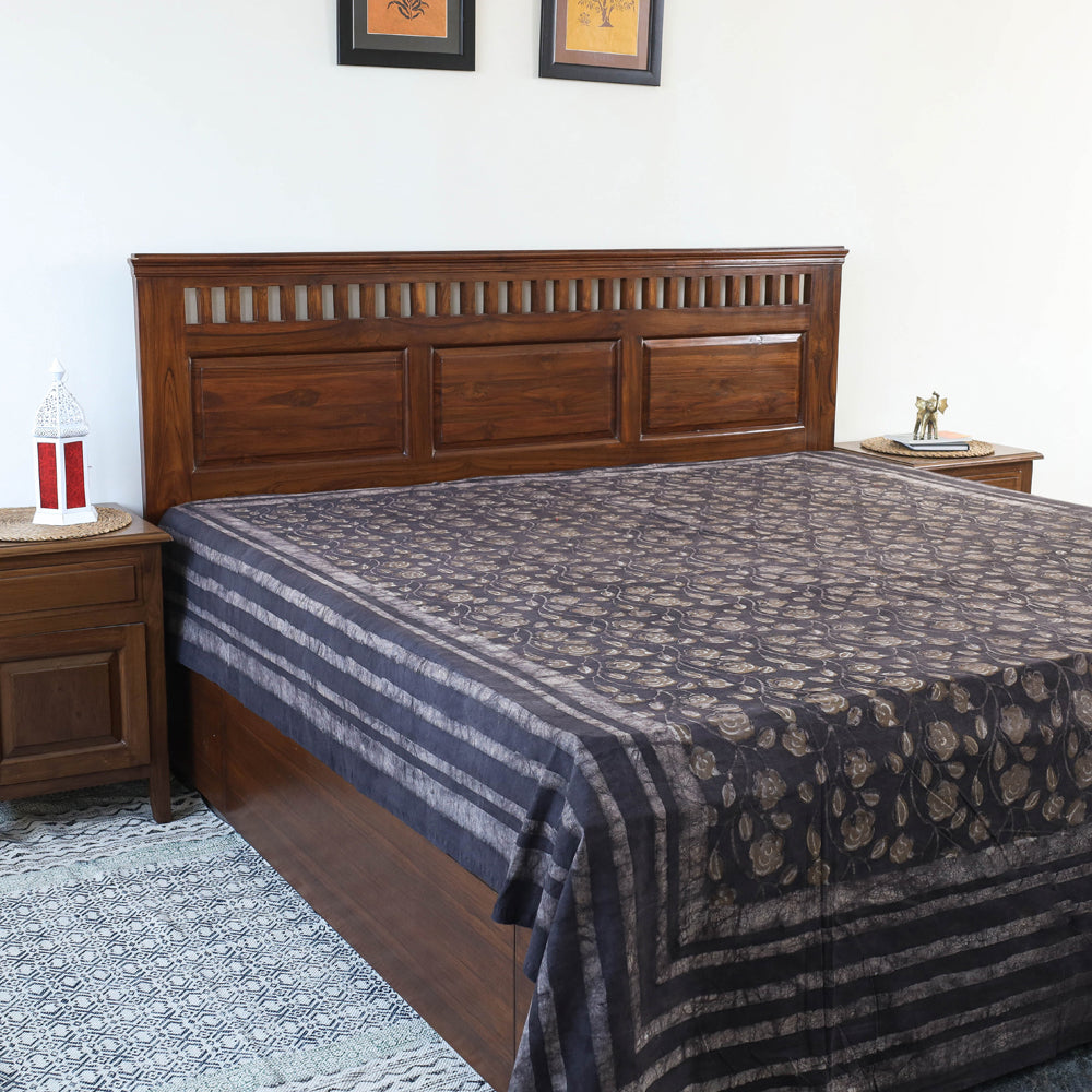 Brown - Block Art Print Cotton Double Bindaas Bed Sheet (110 x 93 in)