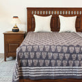 Brown - Block Art Print Cotton Single Bindaas Bed Sheet (93 x 60 in)