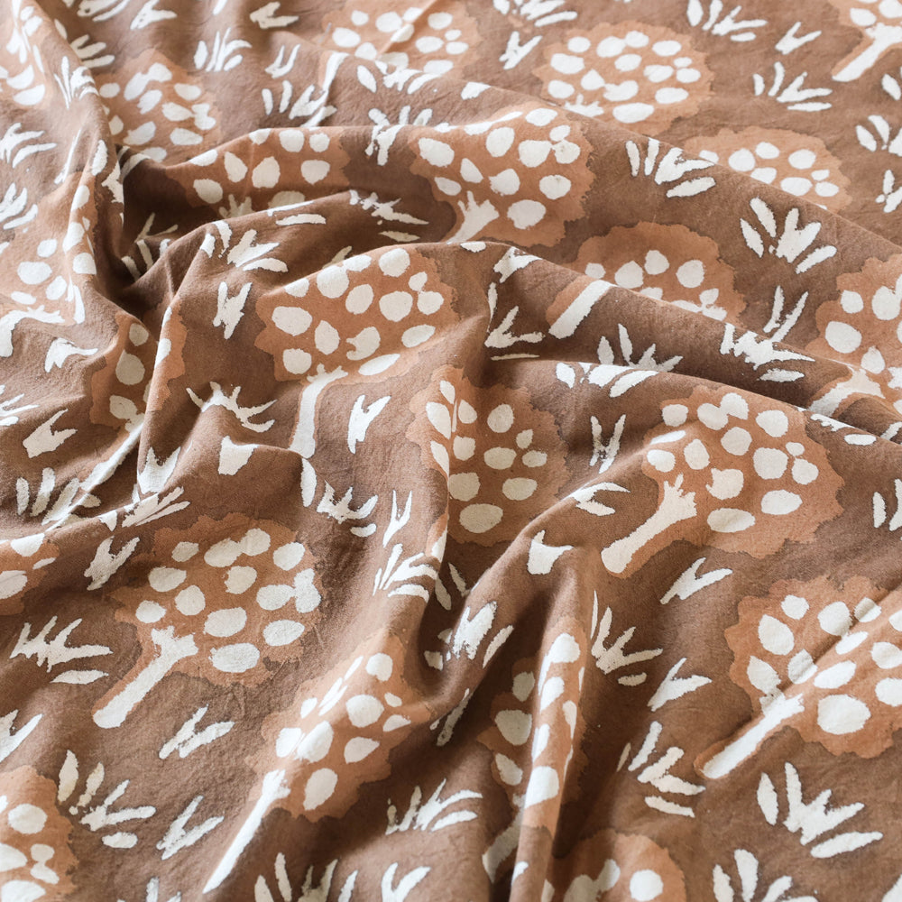 Brown - Block Art Print Cotton Single Bindaas Bed Sheet (93 x 60 in)