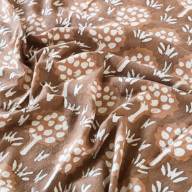 Brown - Block Art Print Cotton Single Bindaas Bed Sheet (93 x 60 in)