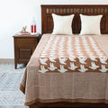 Brown - Bindaas Block Art Prints Natural Dyed Single Bedcover in Pure Cotton (93 x 60 in)