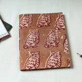 Brown - Art Block Print Fabric Cover Handmade Paper Notebook (9 x 7 in)