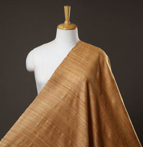 Brown Authentic Handwoven Tussar Silk Bhagalpuri Fabric 