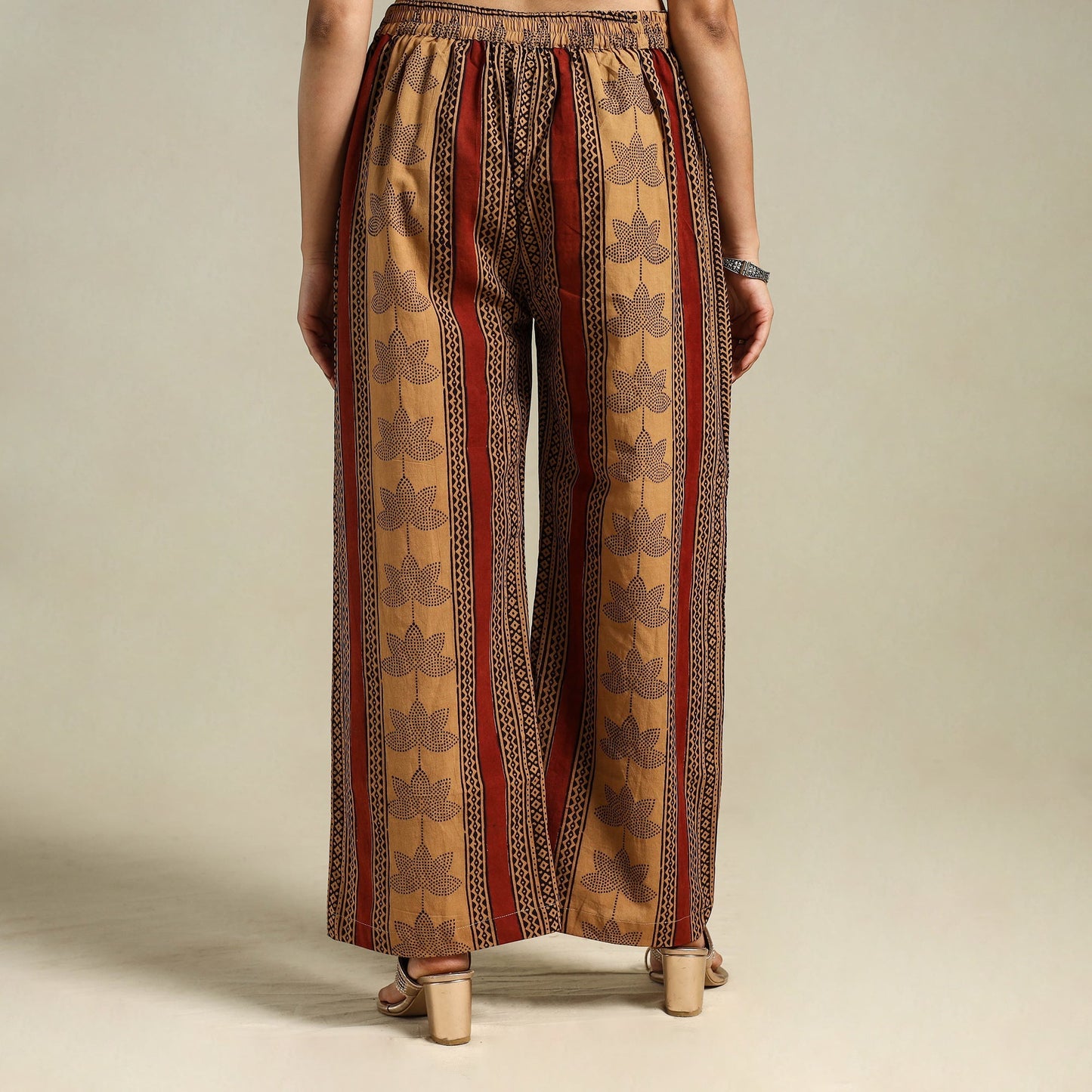 Brown Bagh Block Print Natural Dyed Cotton Palazzo