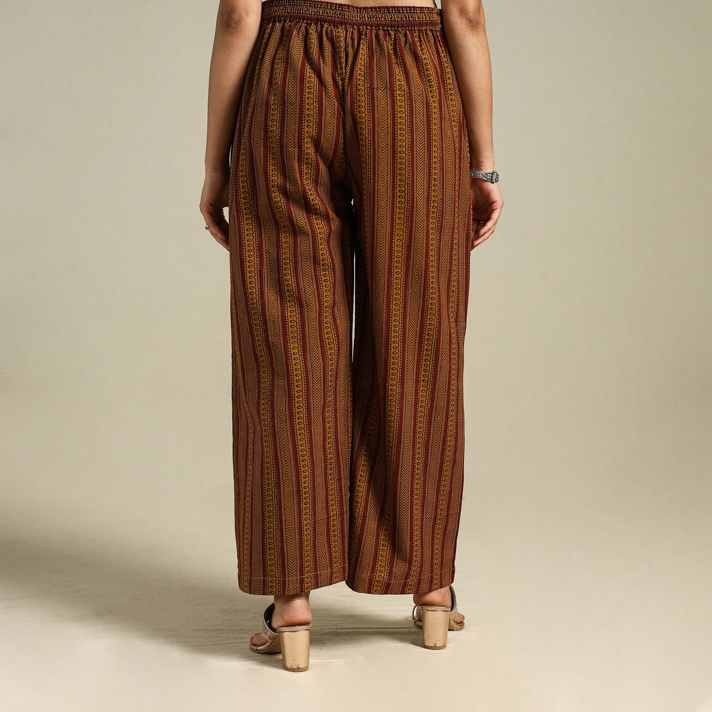 Brown Bagh Block Print Natural Dyed Cotton Palazzo