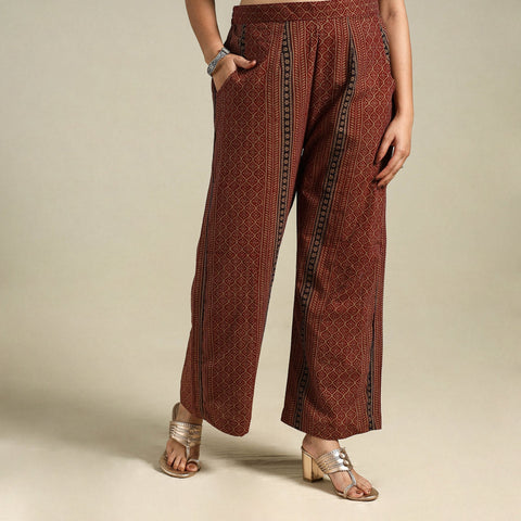 Brown Bagh Block Print Natural Dyed Cotton Palazzo