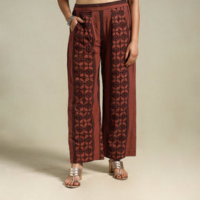 Brown Bagh Block Print Natural Dyed Cotton Palazzo