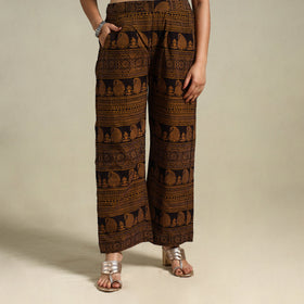 Brown Bagh Block Print Natural Dyed Cotton Palazzo