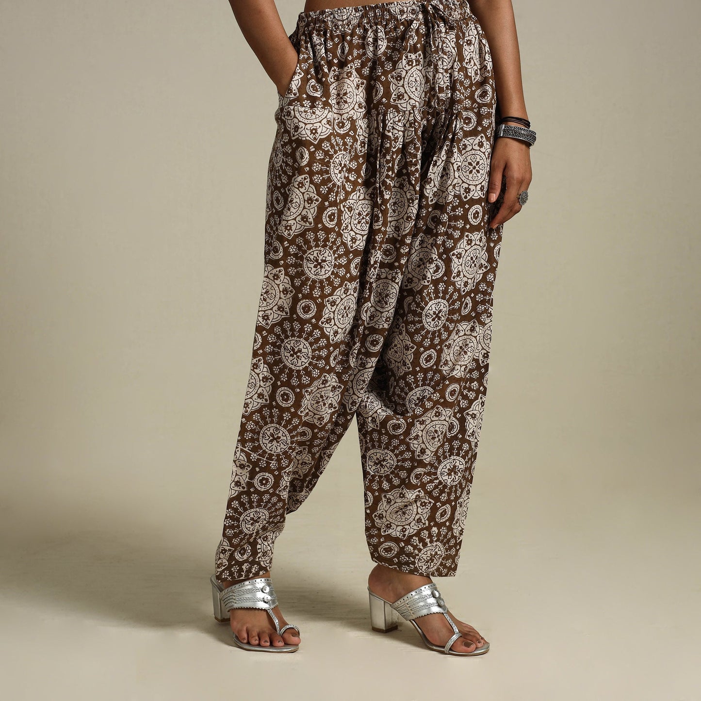 Brown Bagh Block Print Natural Dyed Cotton Salwar