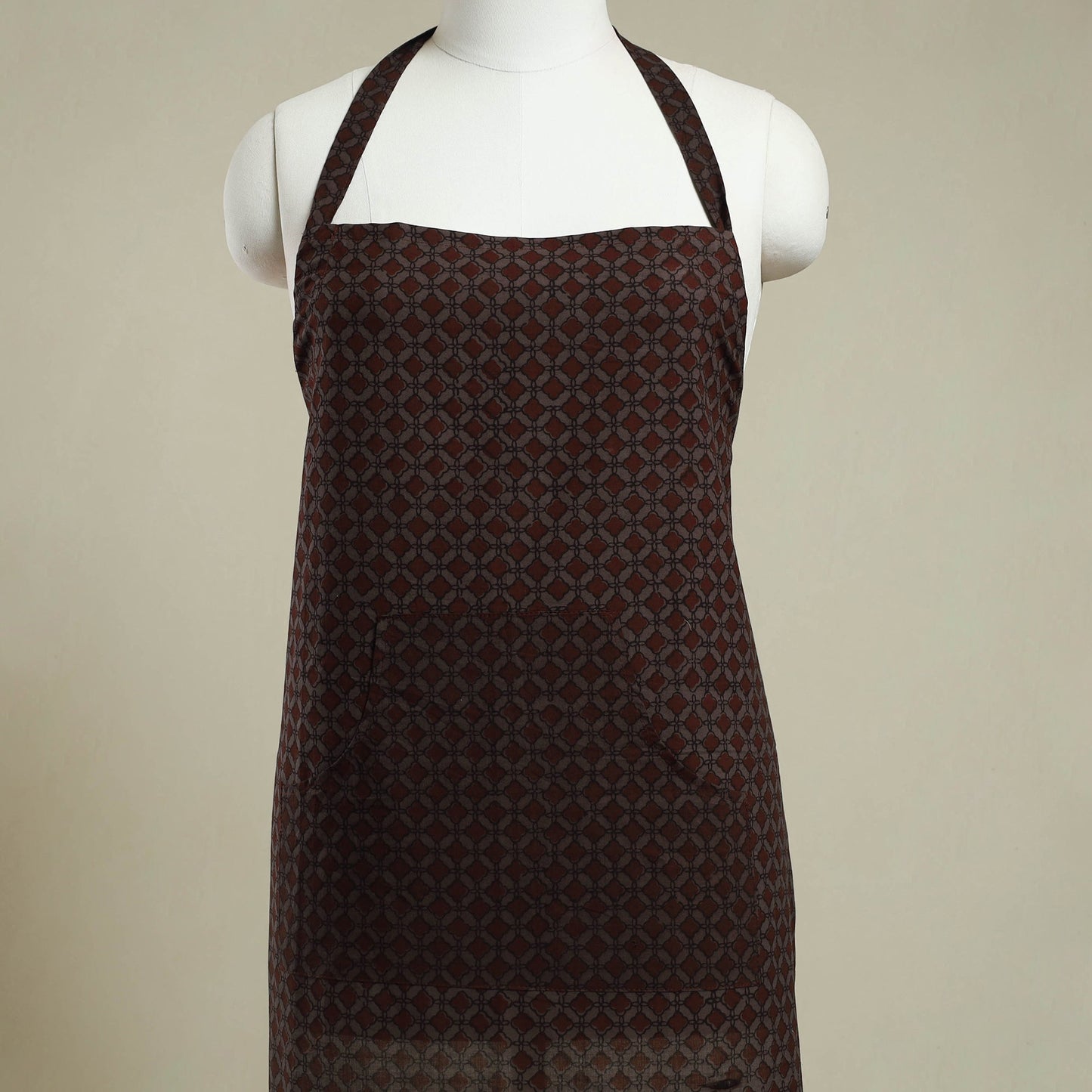 Buy Brown Bagh Block Print Cotton Apron with Pocket