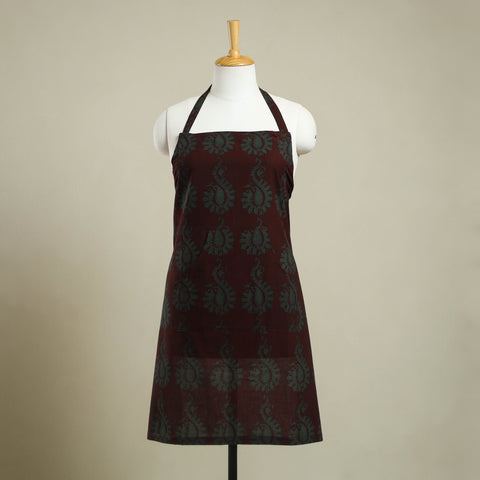 Buy Brown Bagh Block Print Cotton Apron with Pocket