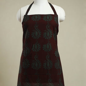 Buy Brown Bagh Block Print Cotton Apron with Pocket