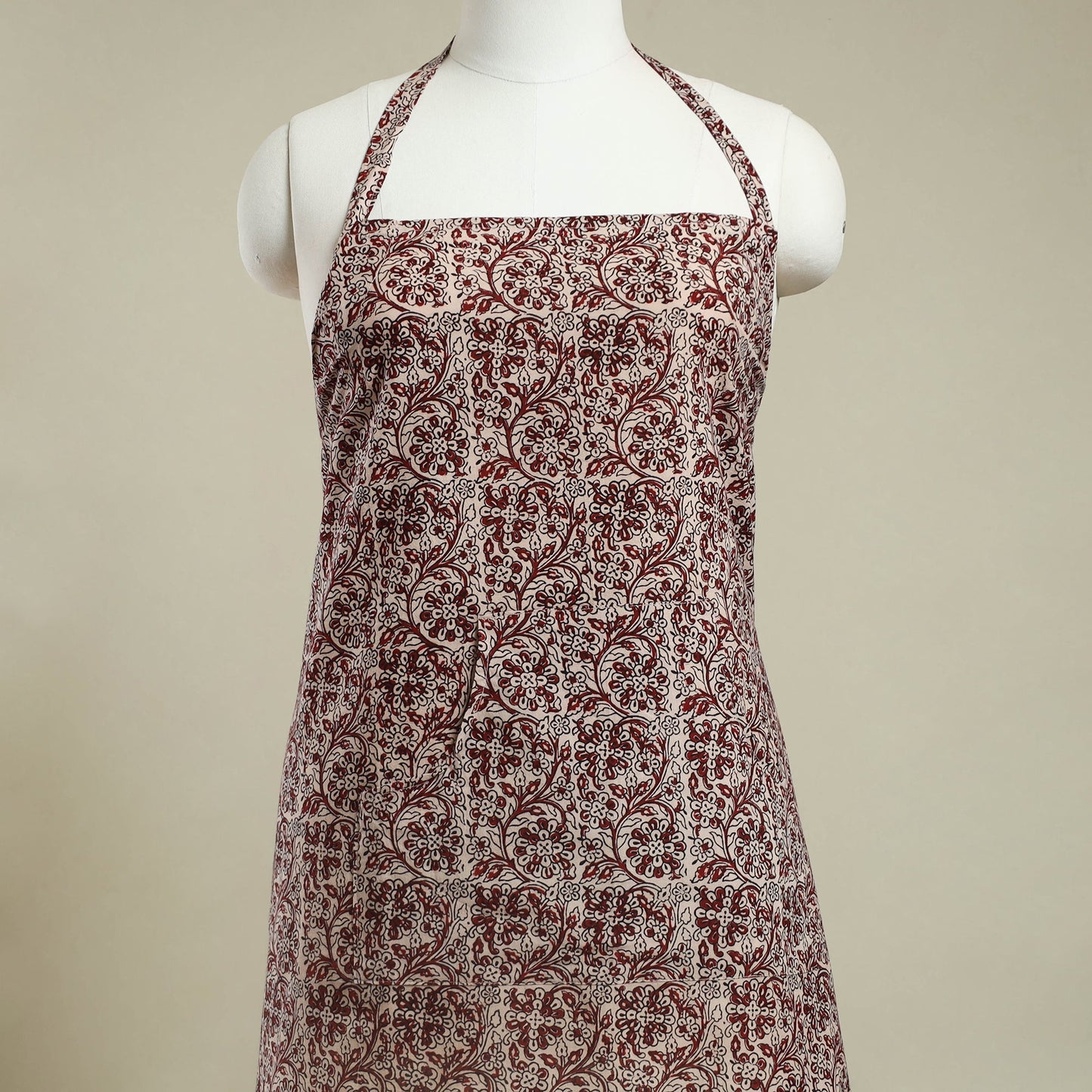 Buy Brown Bagh Block Print Cotton Apron with Pocket