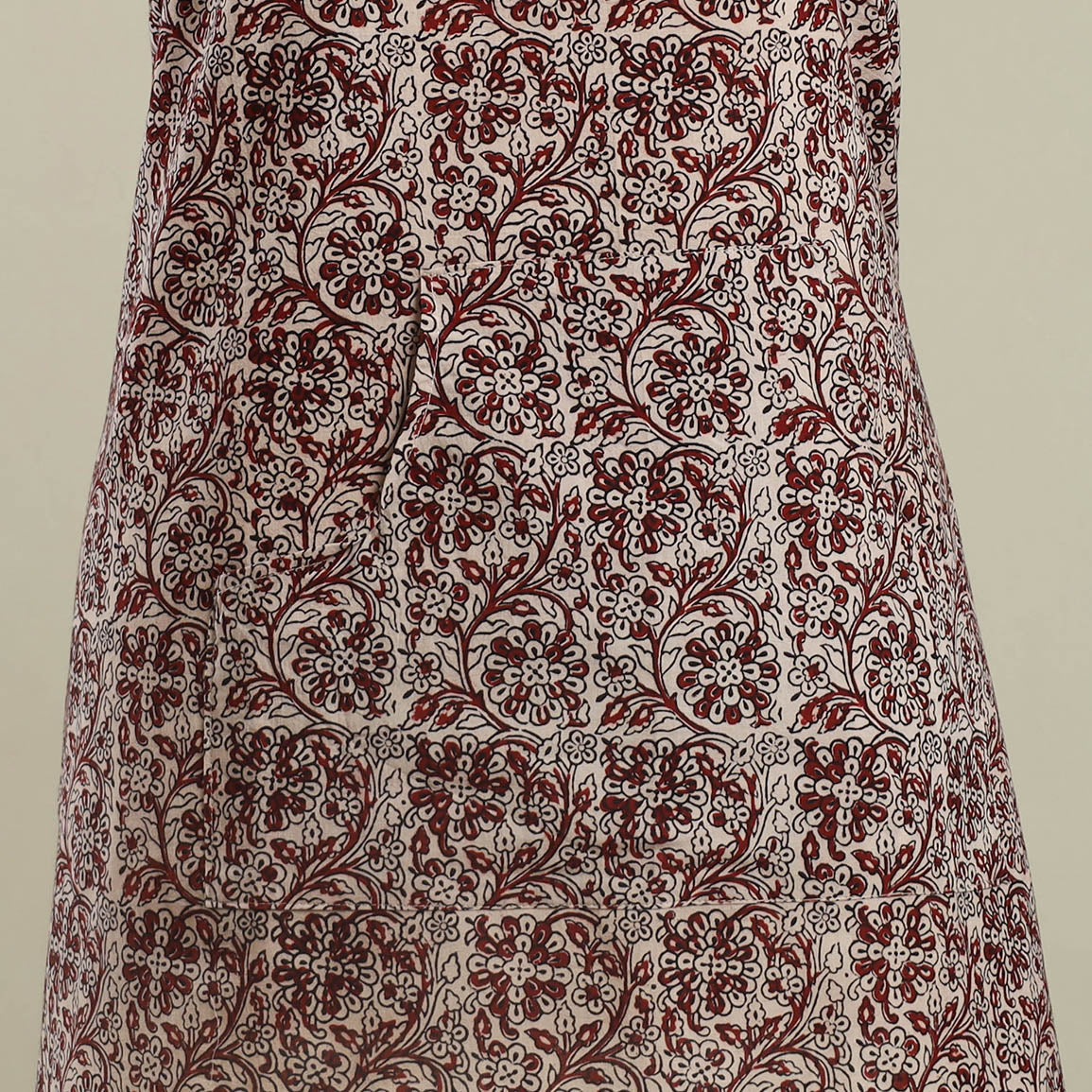 Buy Brown Bagh Block Print Cotton Apron with Pocket