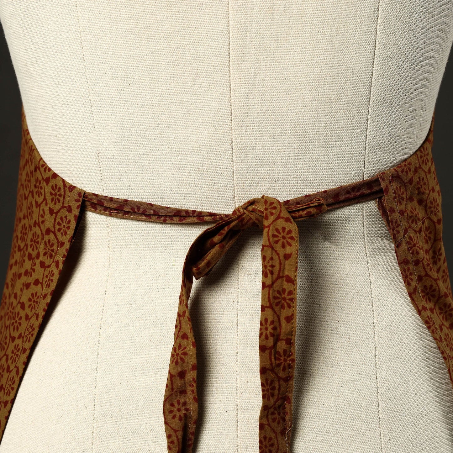 Brown - bagh cotton apron with pocket 28 - handcrafted