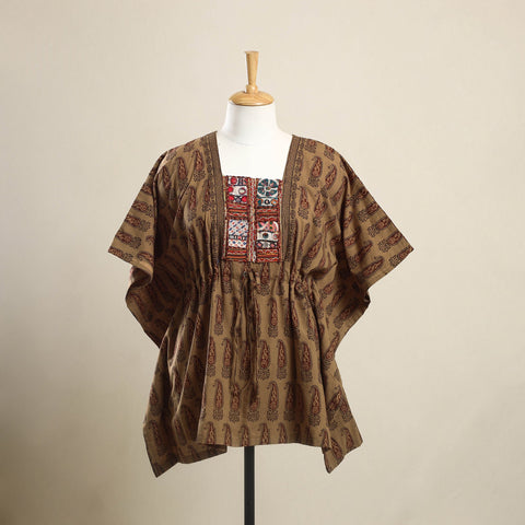Buy Brown Bagh Cotton Kaftan with Desert Embroidery