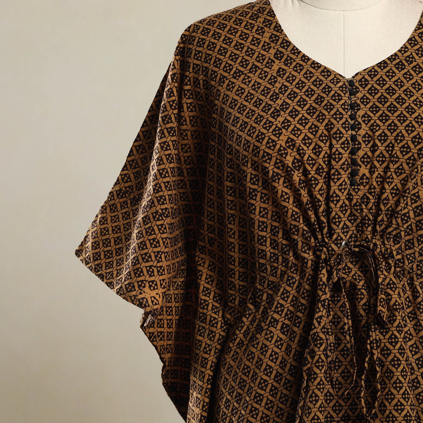 Brown - Bagh Mosaic Fusion Cotton Kaftan (Short) 13