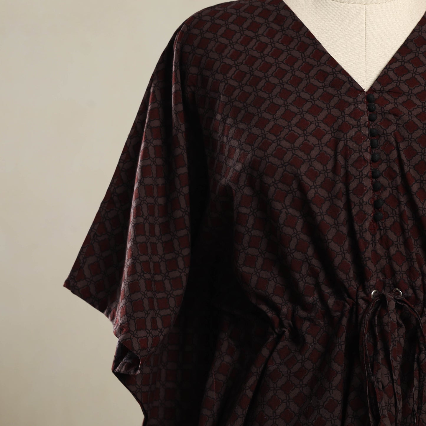 Brown Bagh Print Cotton Kaftan (Short)