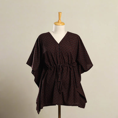 Brown Bagh Print Cotton Kaftan (Short)