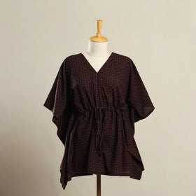 Brown Bagh Print Cotton Kaftan (Short)