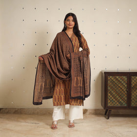 Brown - bagh cotton suit set (set of 2) 02 - handcrafted