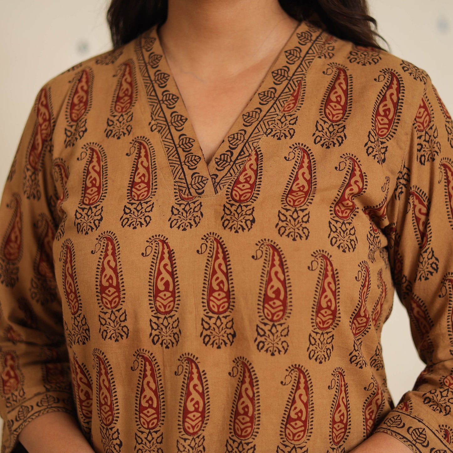 Brown - bagh cotton suit set (set of 2) 02 - handcrafted