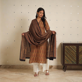 Brown - bagh cotton suit set (set of 2) 02 - handcrafted
