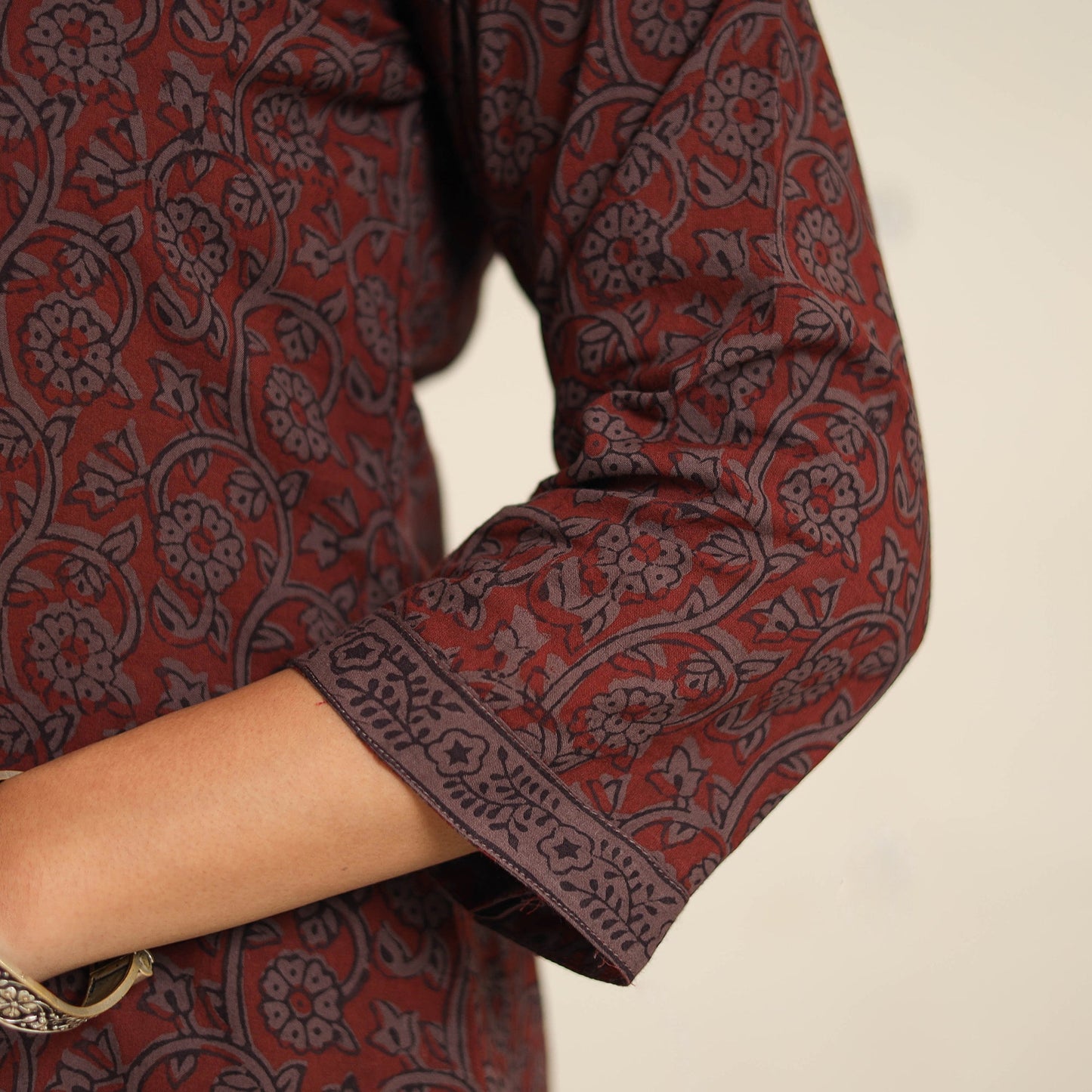 Brown - bagh cotton suit set (set of 3) 06 - handcrafted