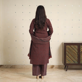 Brown - bagh cotton suit set (set of 3) 06 - handcrafted