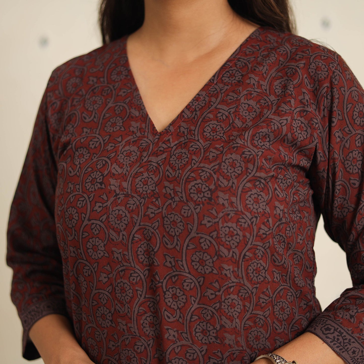 Brown - bagh cotton suit set (set of 3) 06 - handcrafted