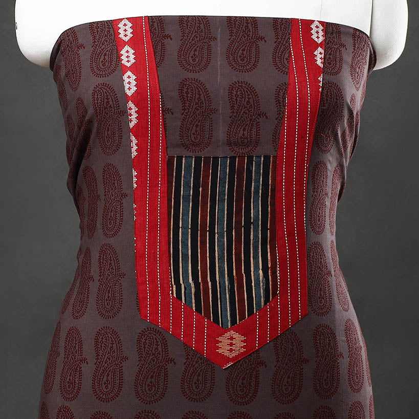 Brown - bagh cotton unstitched kurta material