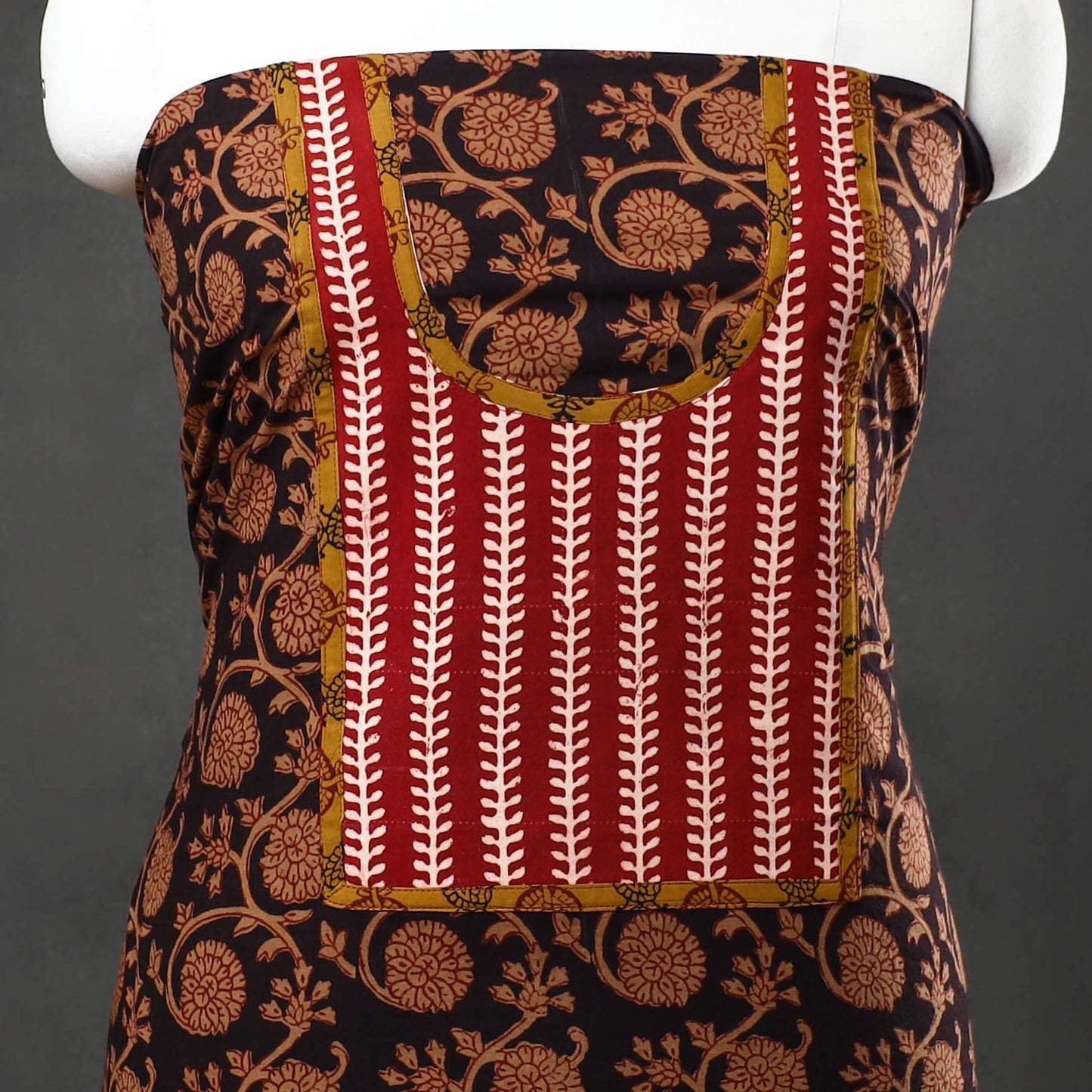 Brown - bagh cotton unstitched kurta material