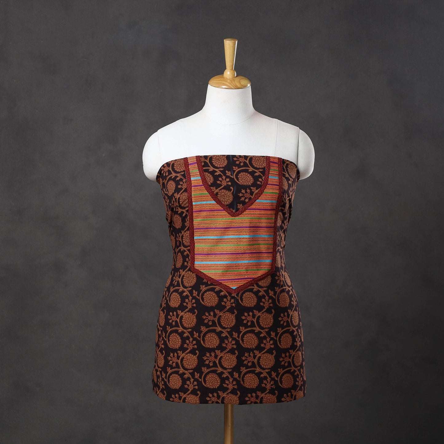 Brown - bagh cotton unstitched kurta material