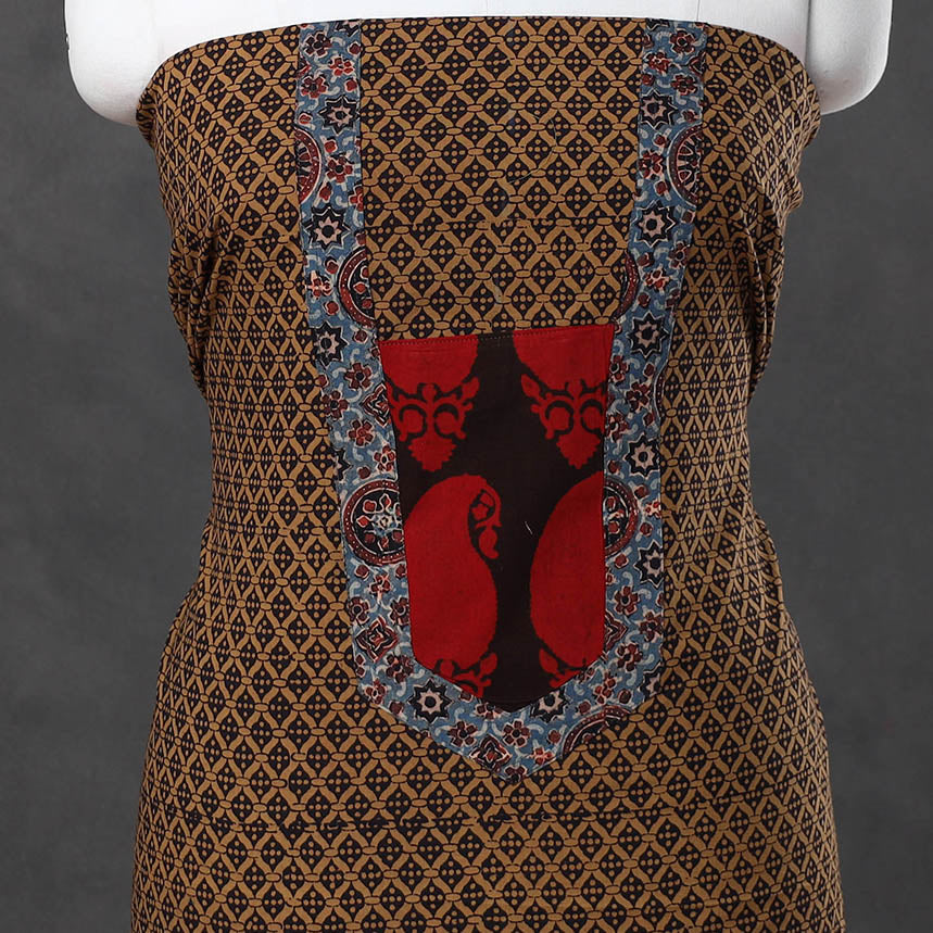 Brown - bagh cotton unstitched kurta material