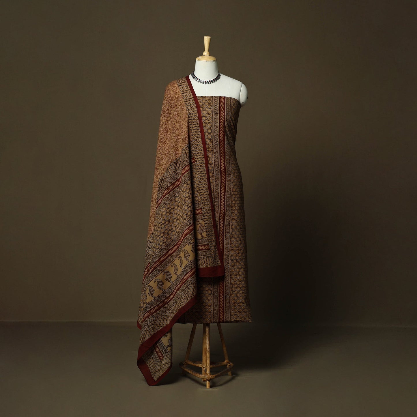 Bagh hand block print natural dyed cotton 3pc unstitched
