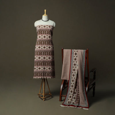 Bagh hand block print natural dyed cotton 3pc unstitched