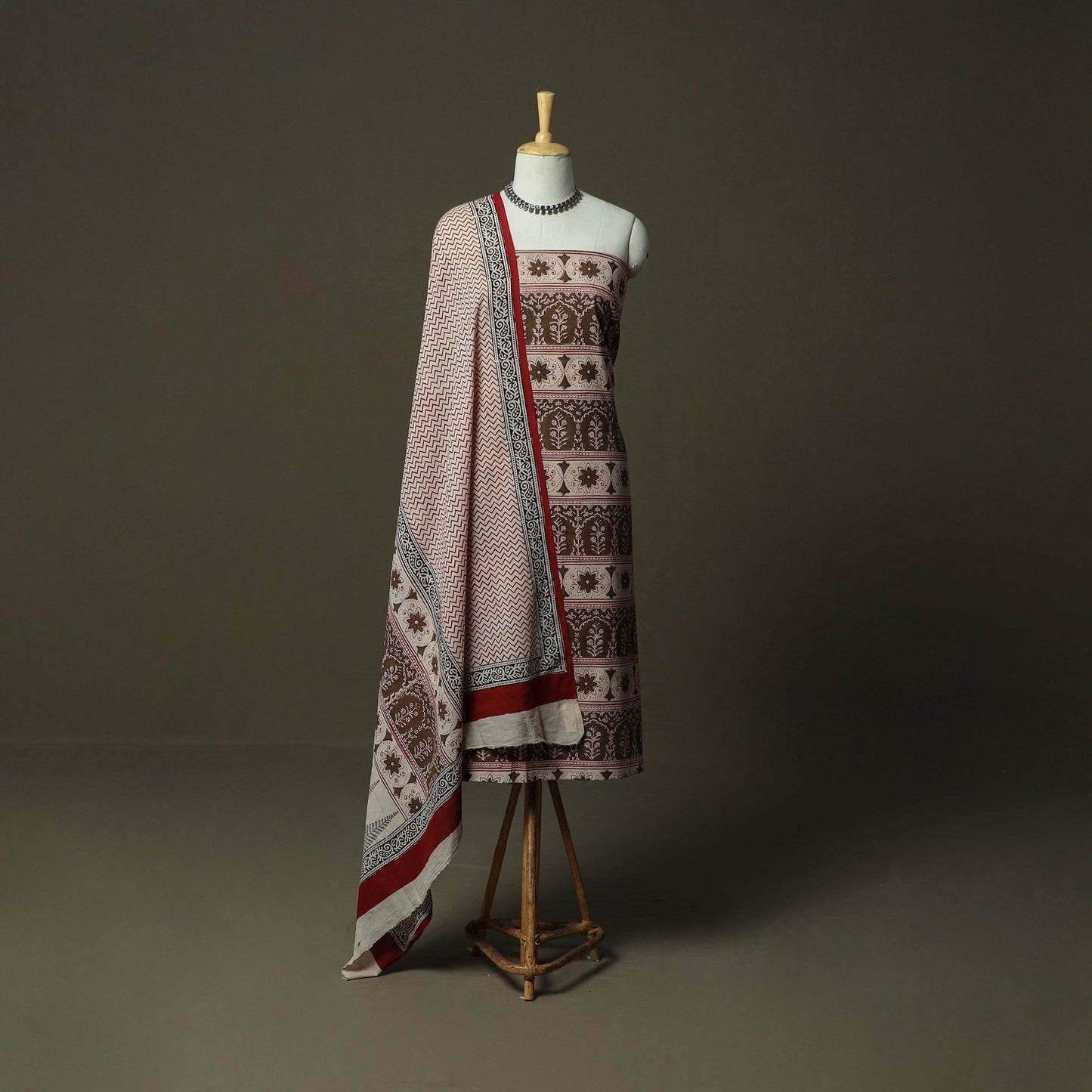 Bagh hand block print natural dyed cotton 3pc unstitched