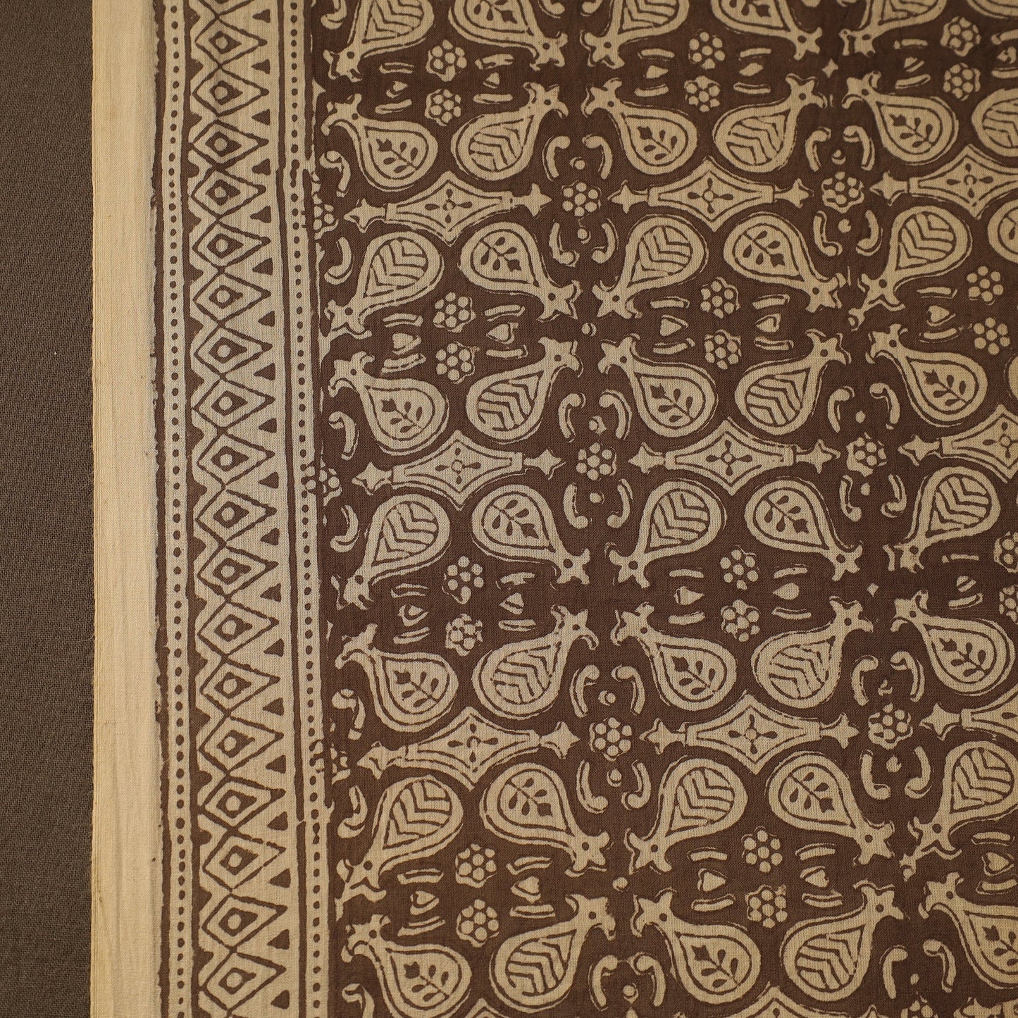 Brown Bagh Hand Block Print Natural Dyed Cotton Fabric