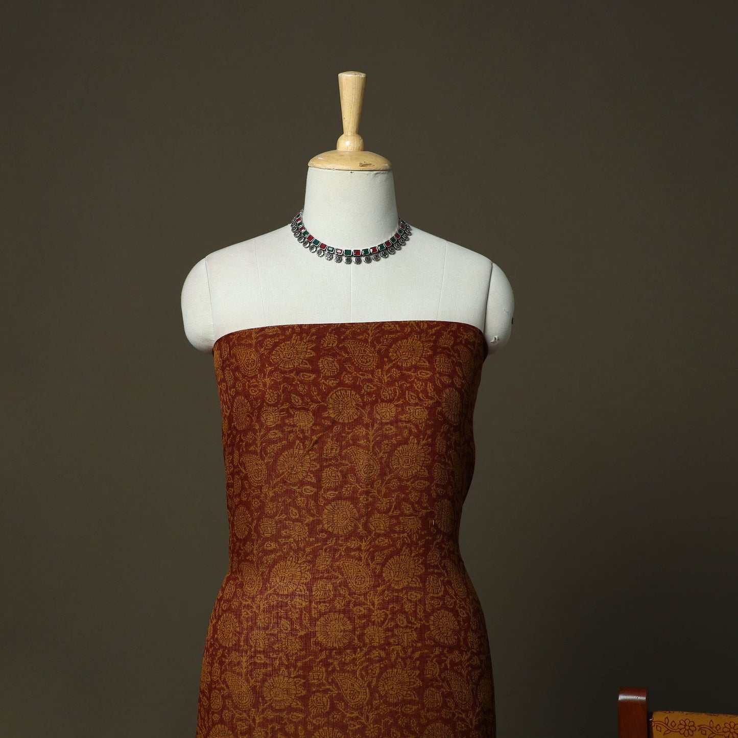 Bagh hand block print natural dyed kota doria cotton 3pc