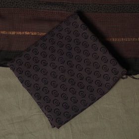 Bagh hand block print natural dyed kota doria cotton 3pc