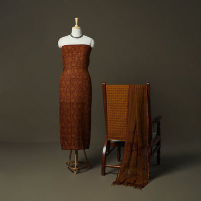 Bagh hand block print natural dyed kota doria cotton 3pc