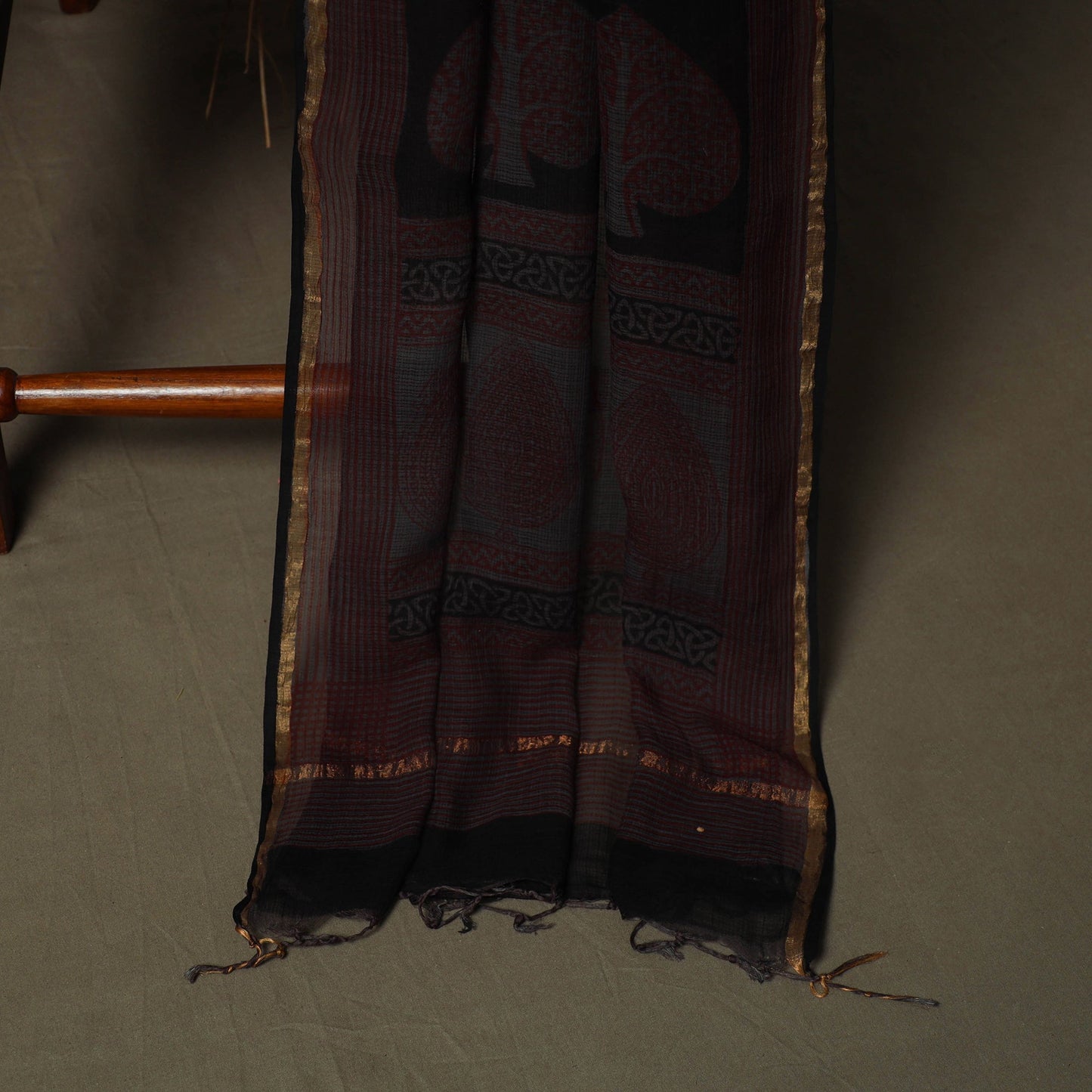 Bagh hand block print natural dyed kota doria cotton 3pc