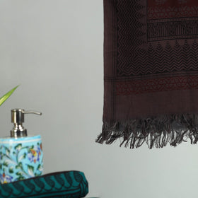 Brown Bagh Hand Block Print Cotton Handloom Towel