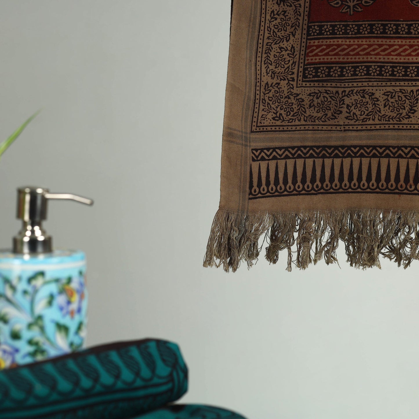 Brown Bagh Hand Block Print Cotton Handloom Towel