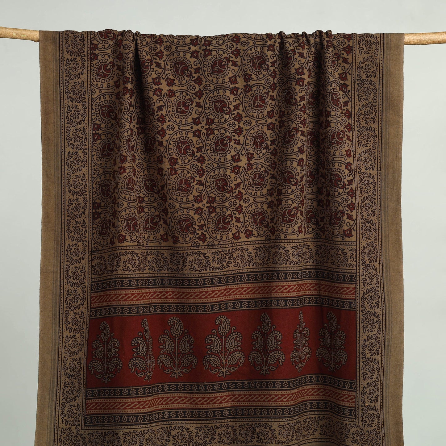 Brown Bagh Hand Block Print Cotton Handloom Towel