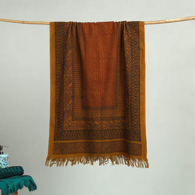 Brown Bagh Hand Block Print Cotton Handloom Towel